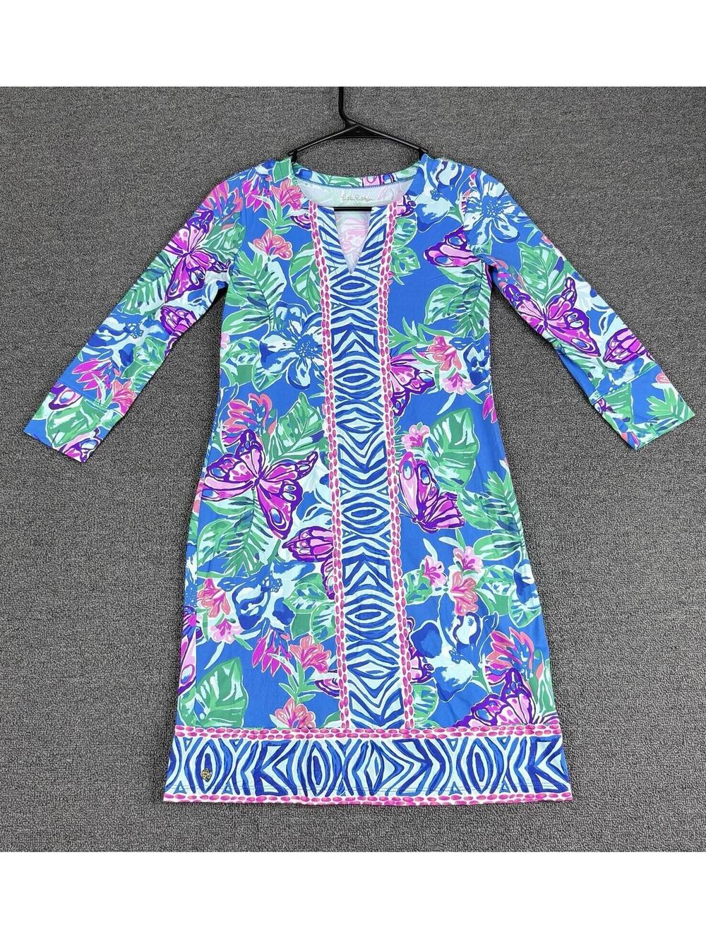 Lilly Pulitzer UPF 50+ Nadine Dress Chilly Lilly Isle Be Back Butterfly Size XS